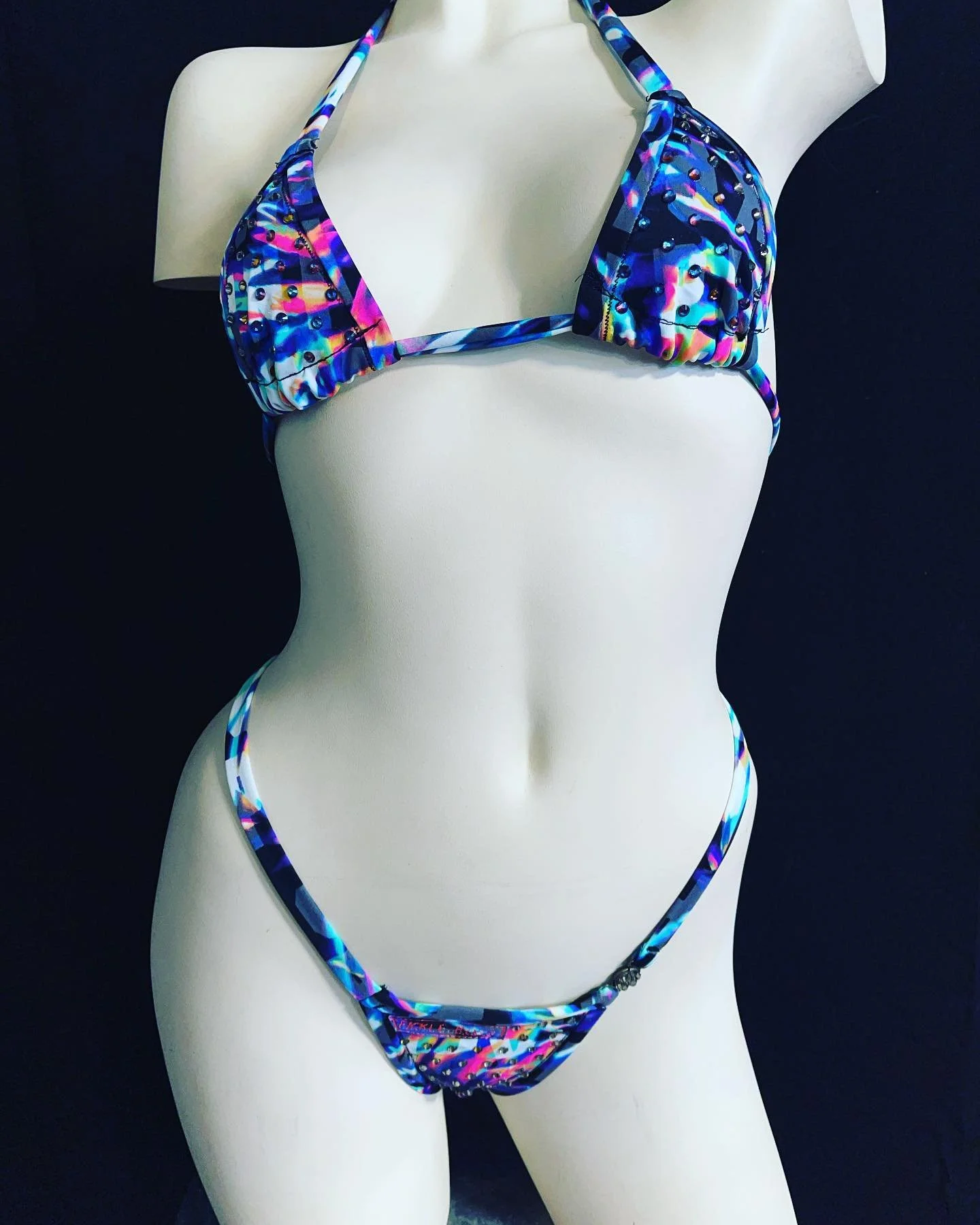 Mannequin wearing a colorful bikini