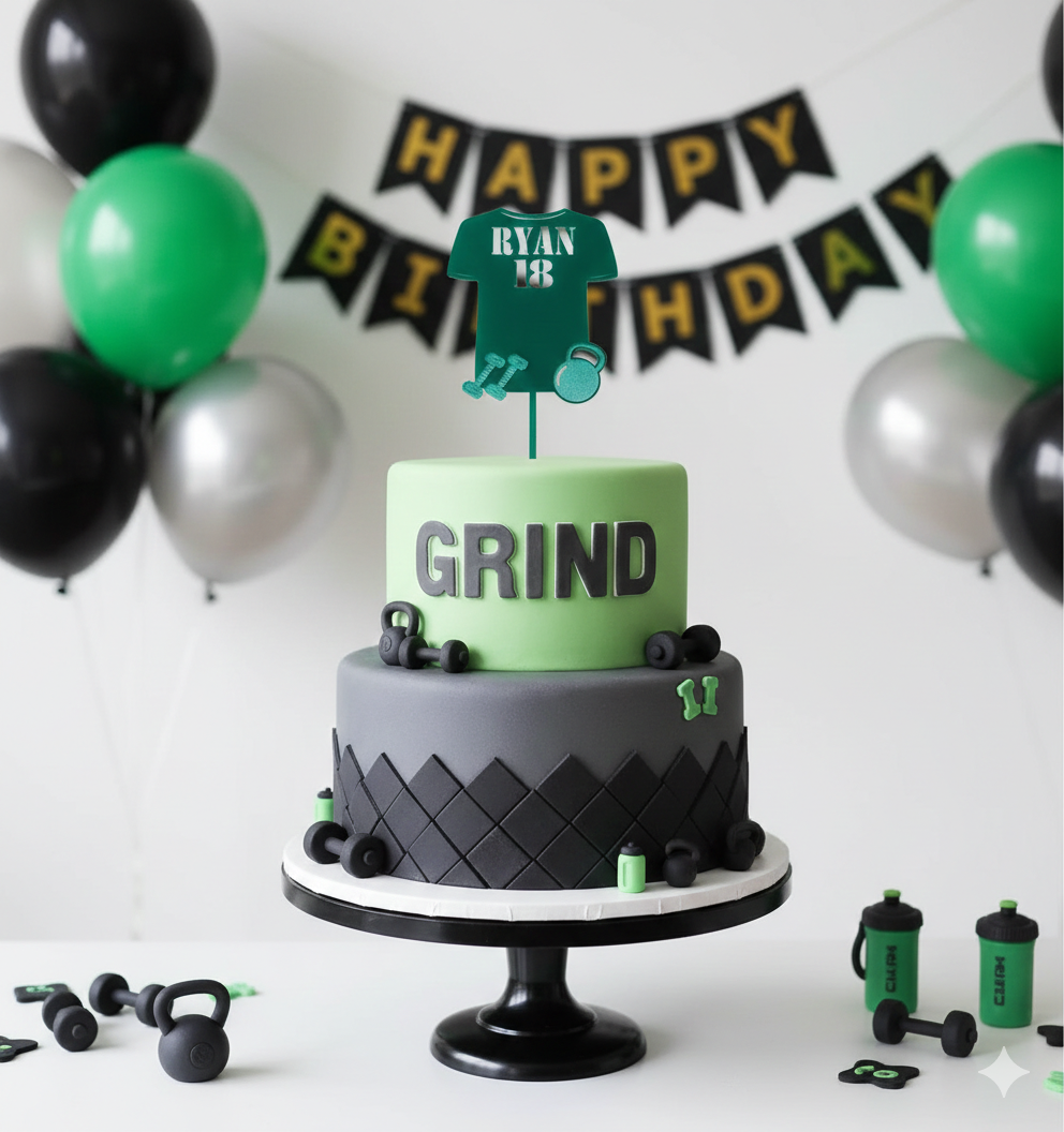 Personalised Weight Training Shirt Cake Topper