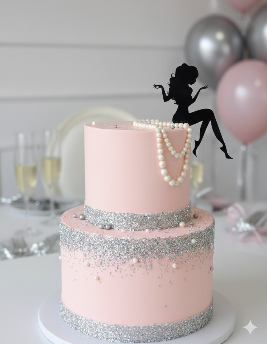Seated Lady Silhouette Cake Topper