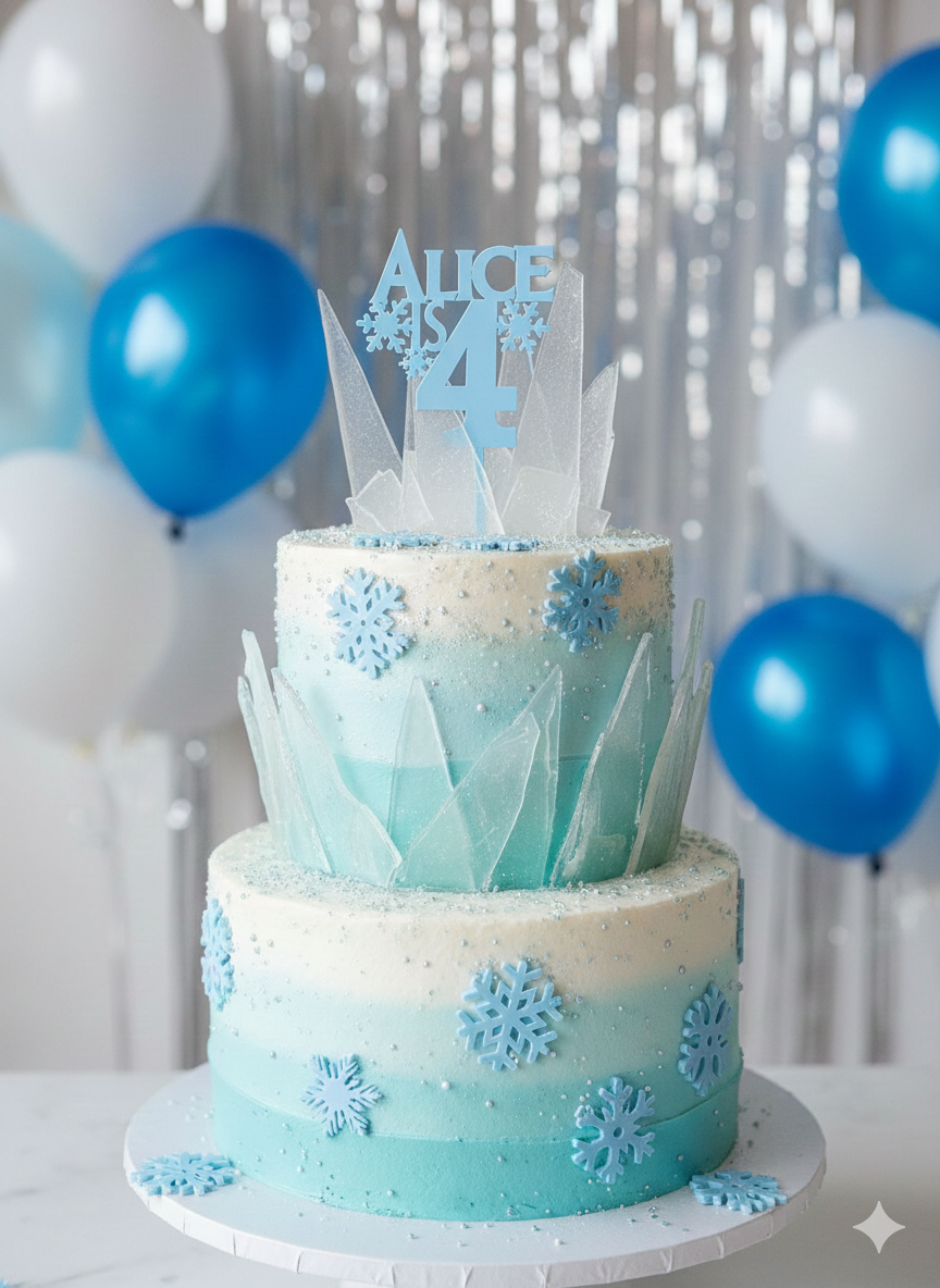 Personalised Frozen Style Snowflake Cake Topper