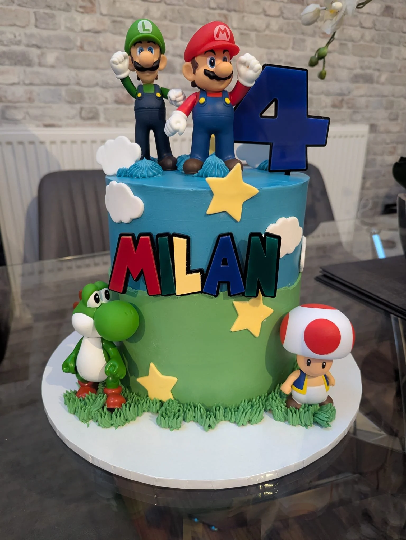 Super Mario Style Acrylic Name Charm & Age cake topper