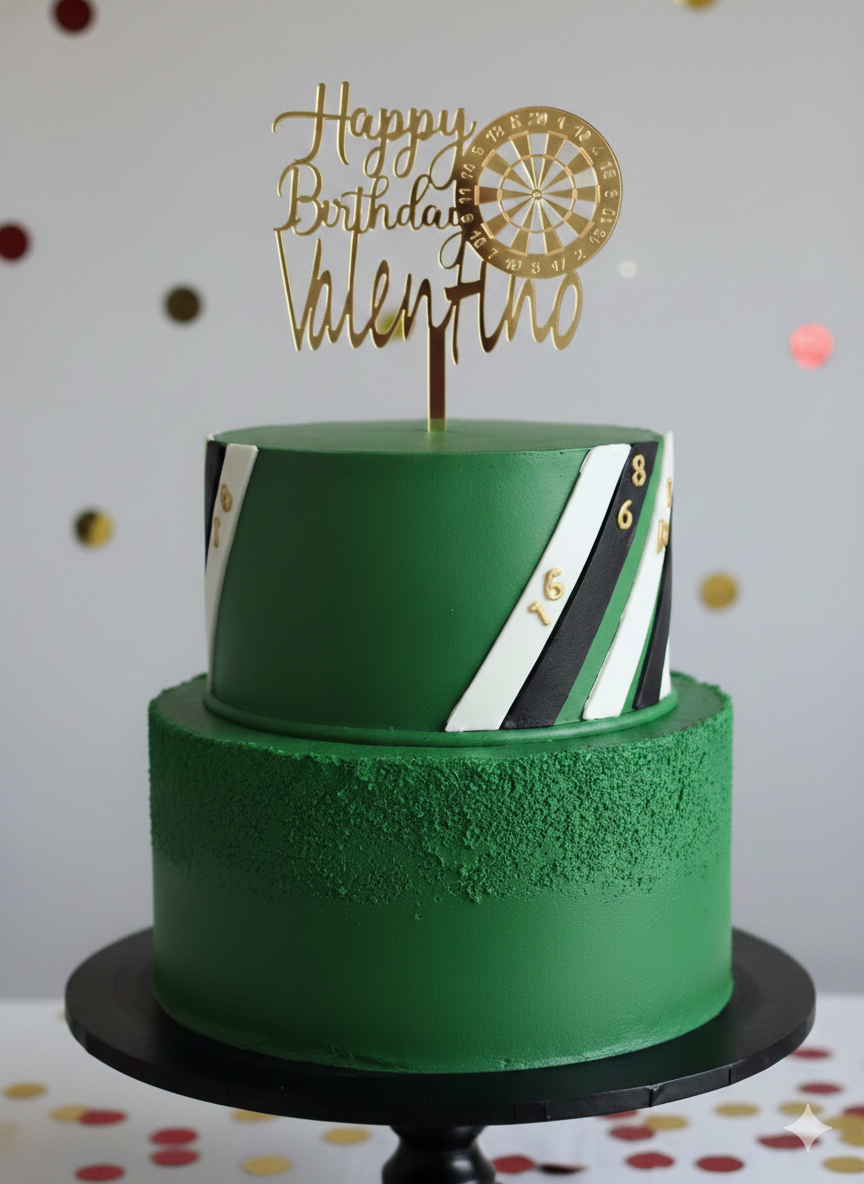 Acrylic Personalised Dartboard Themed Cake Topper with Three Dart Charms
