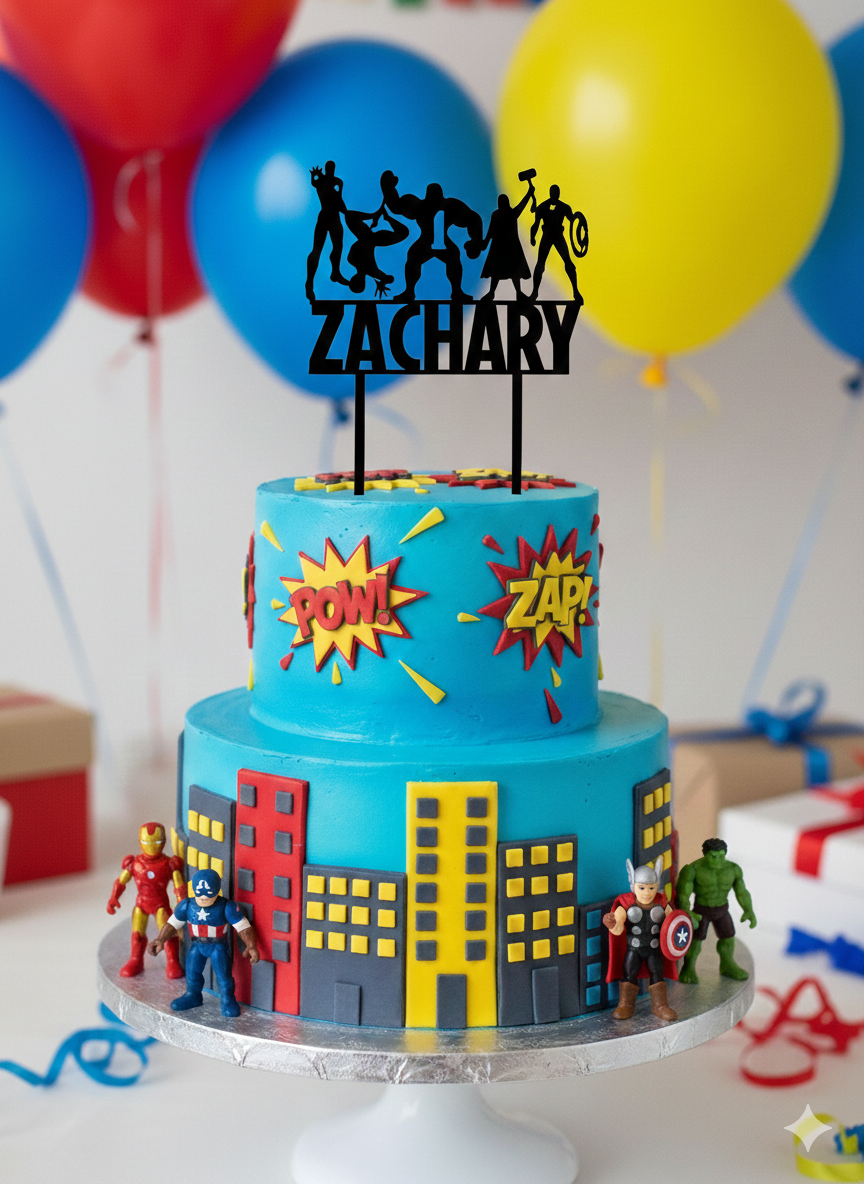 Personalised Avengers Style Cake Topper Package