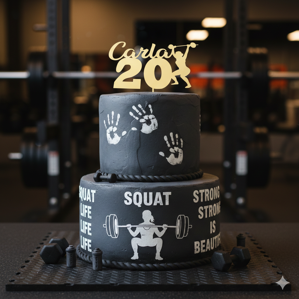 Personalised gym body building themed cake topper