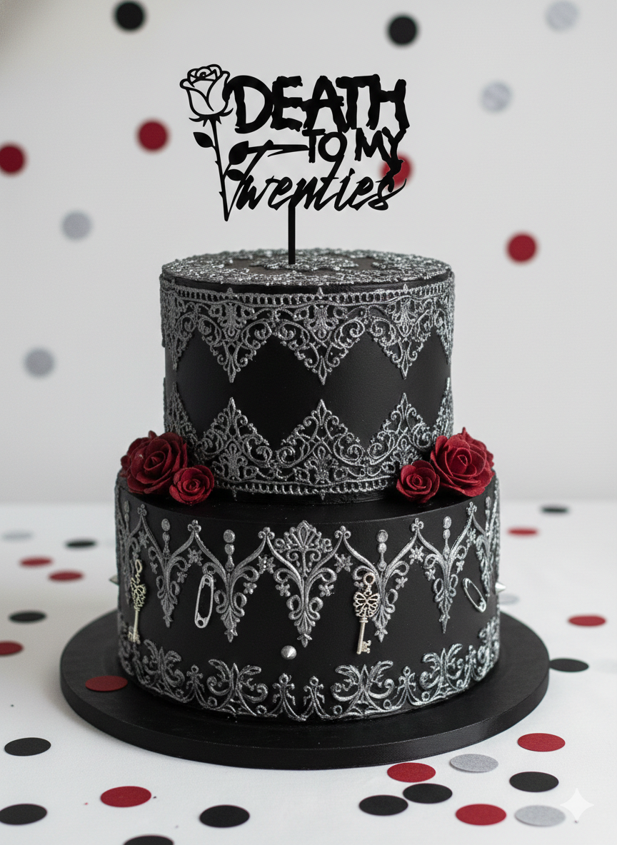 Acrylic Birthday Cake Topper: Death to my Twenties