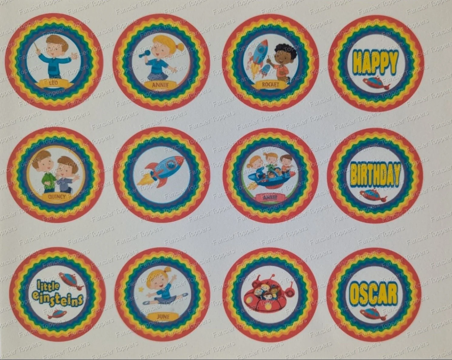 Personalised Little Einsteins Themed Edible Printed Cupcake Toppers