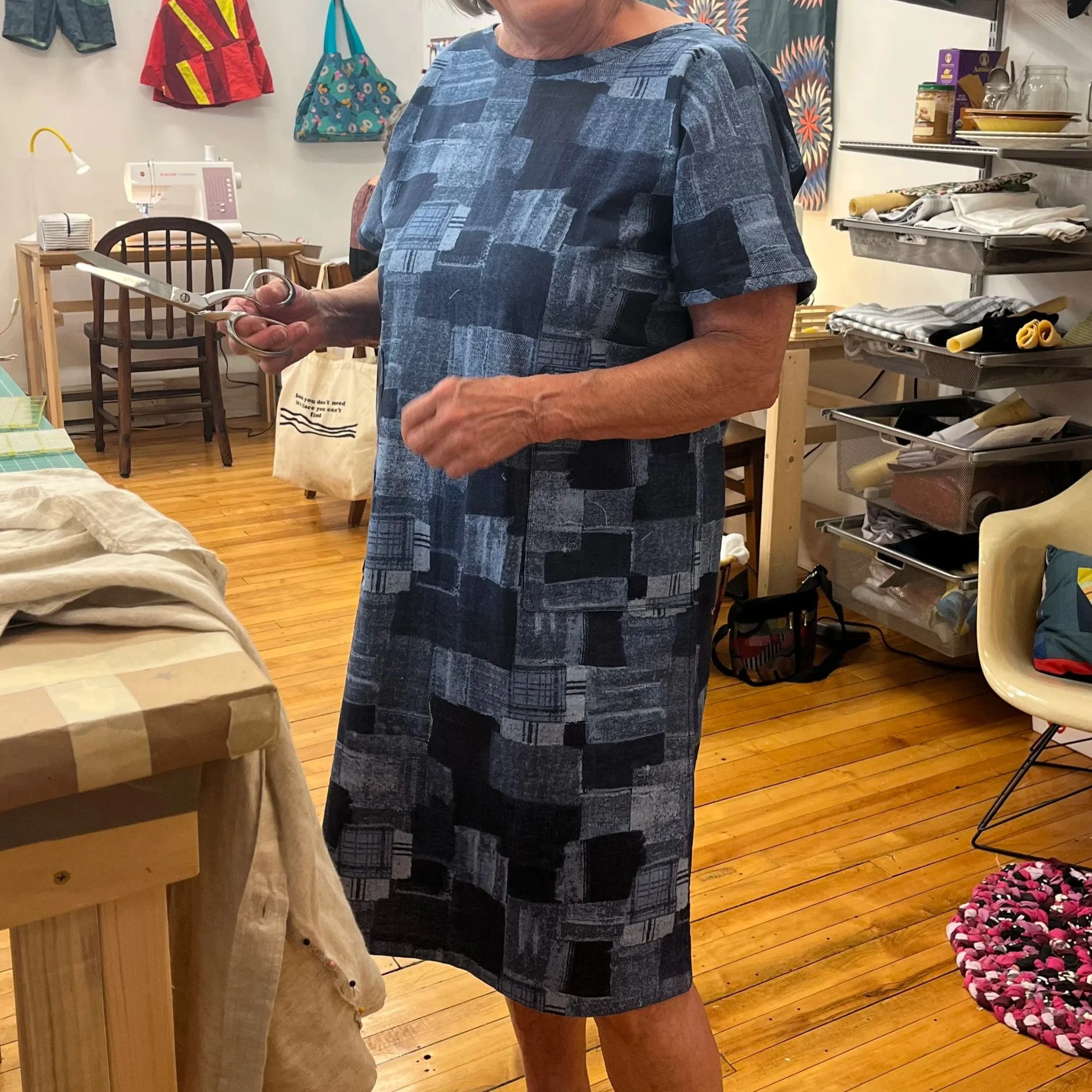 Shirt dress with patch front pockets