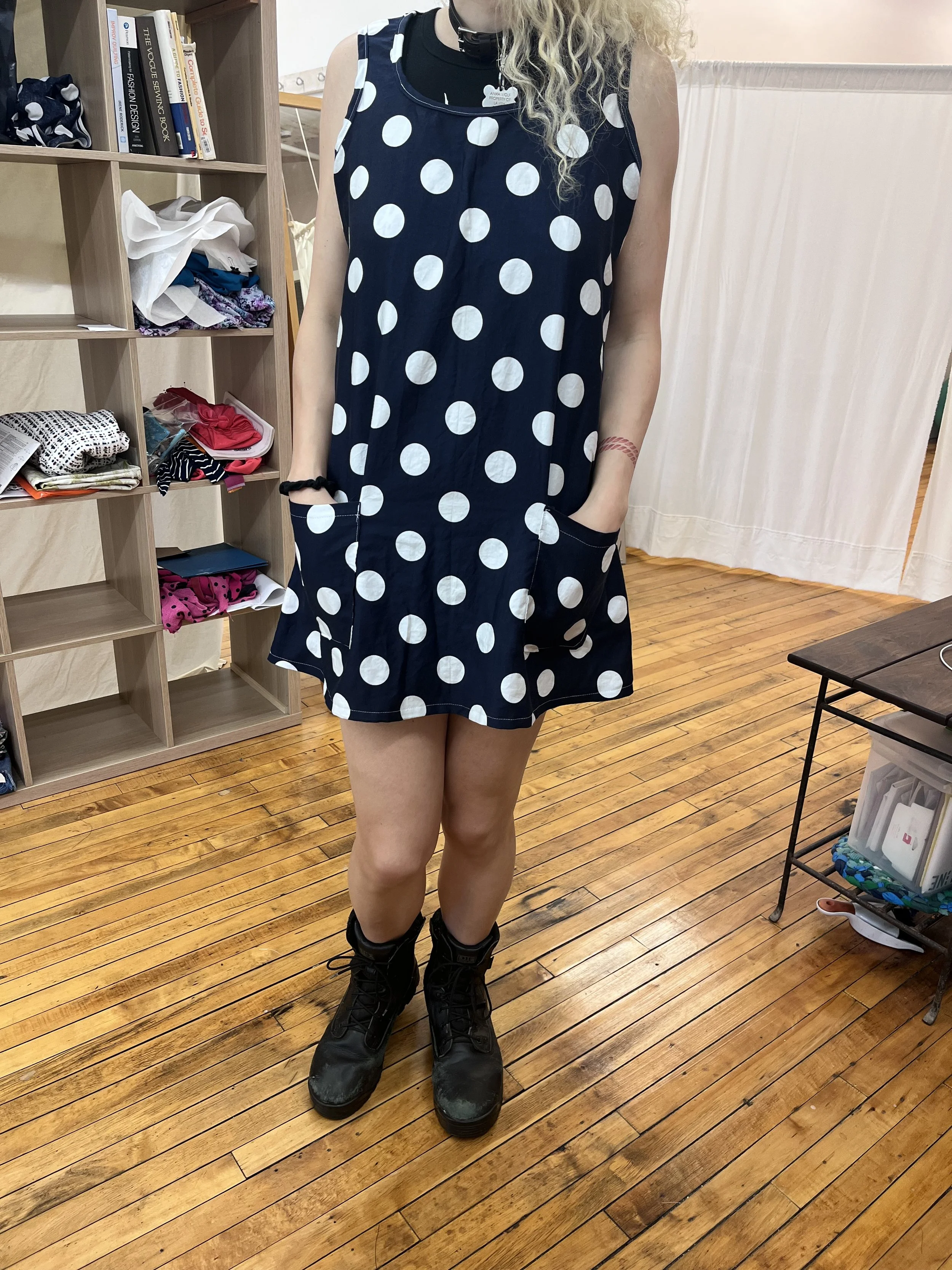 A 100 Acts of Sewing tunic beautifully made in a beginner sewing immersion class.  