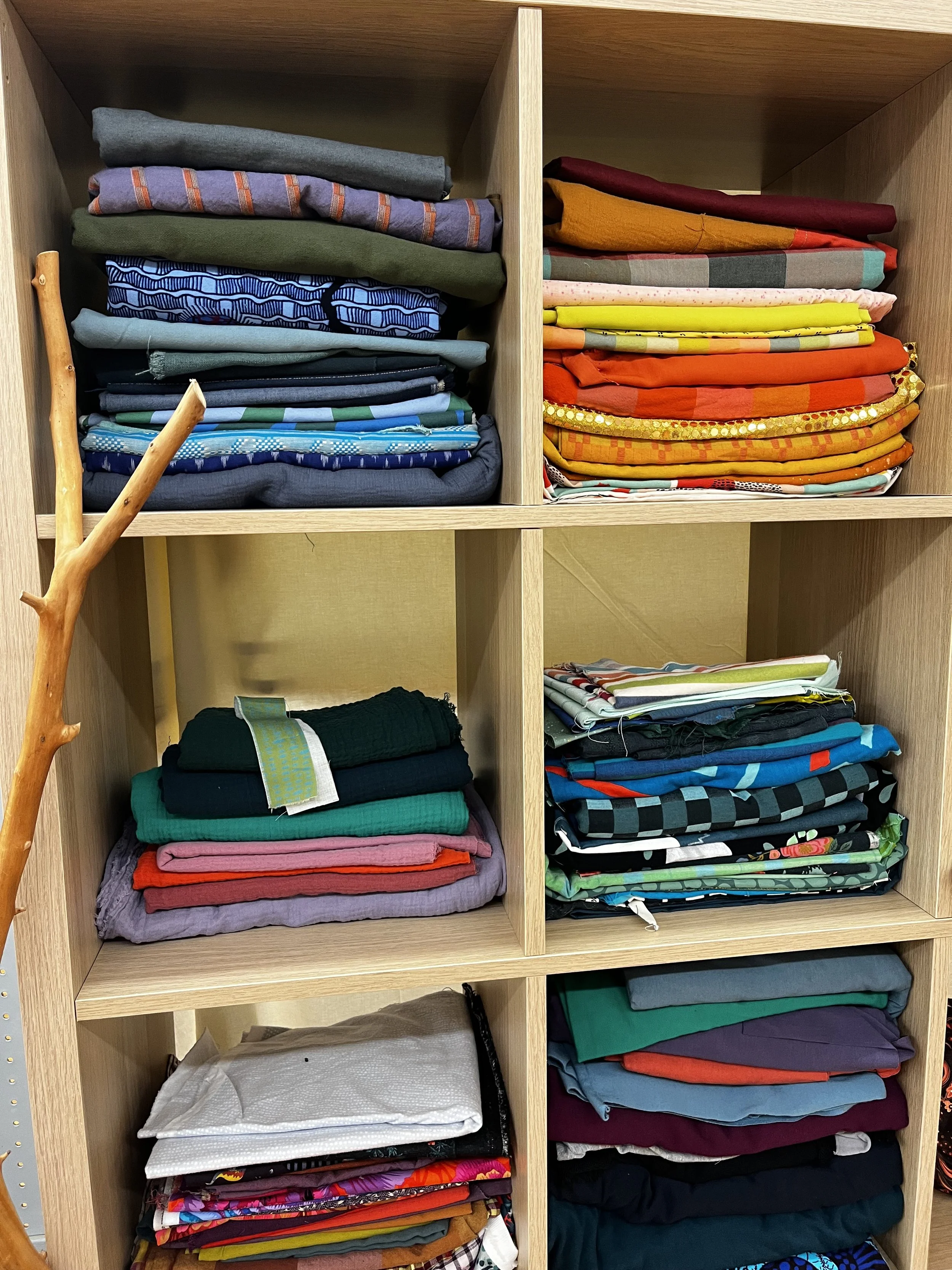 My fabric stash in new shelving