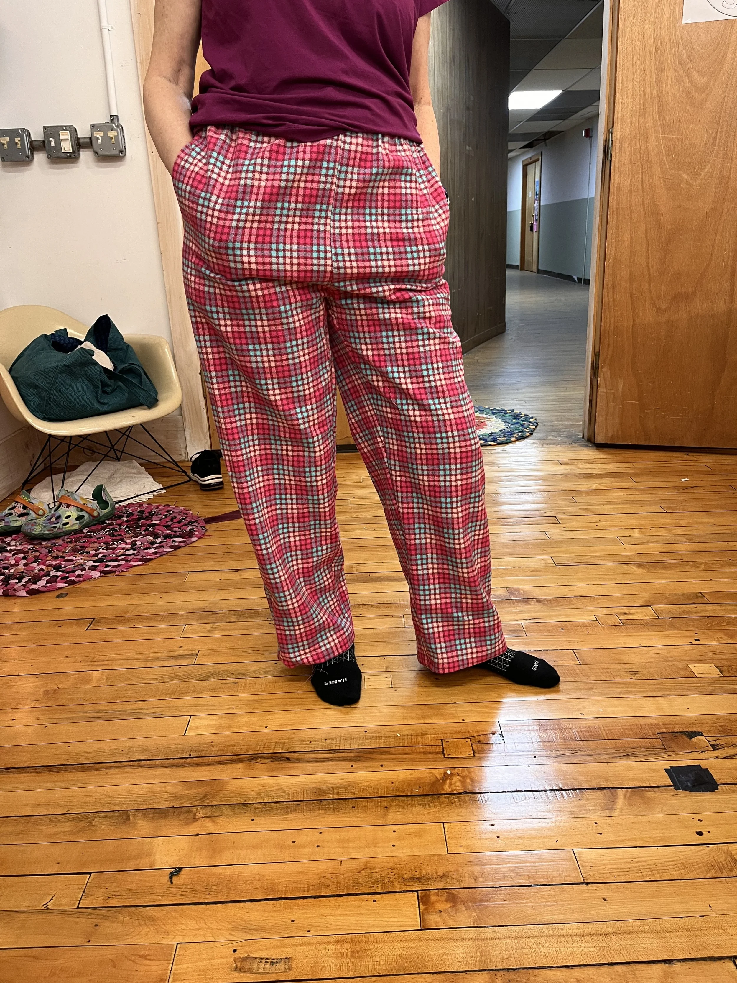 Sewing classes resulted in these lovely flannel pajamas with set-in pockets.