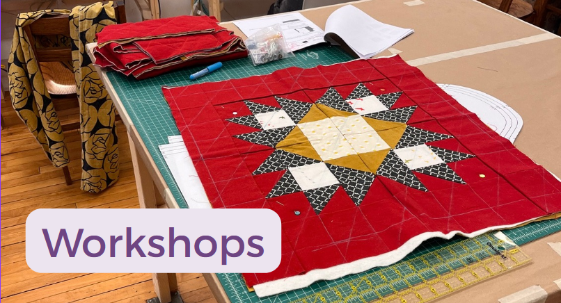 Image of quilting square to be used in a chore coat being made at Grove House Sewing Studio