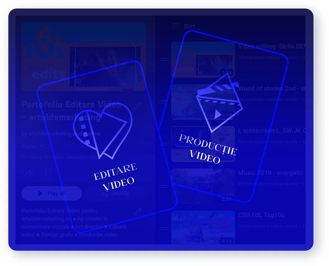 Imagini portofoliu care reprezinta editare video si productie video