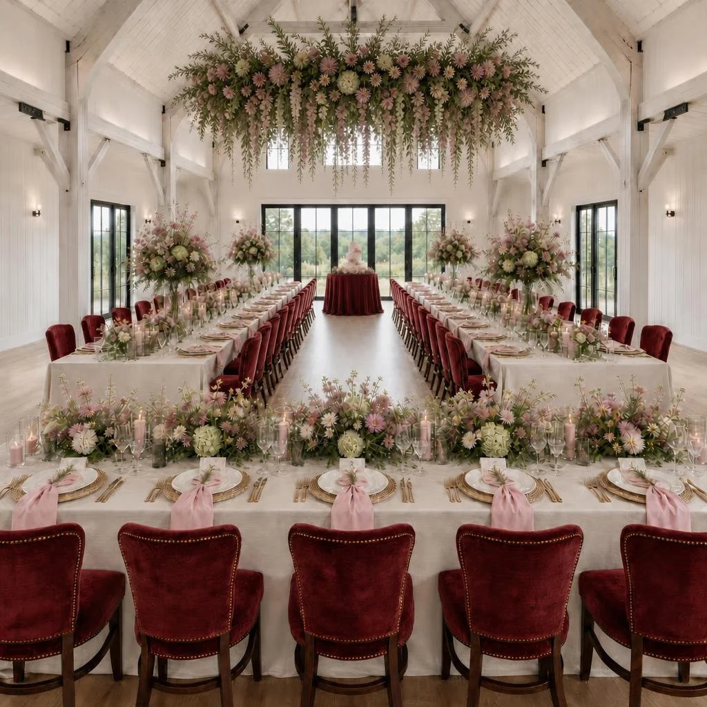 Wedding decor visualization: White Barn Reception