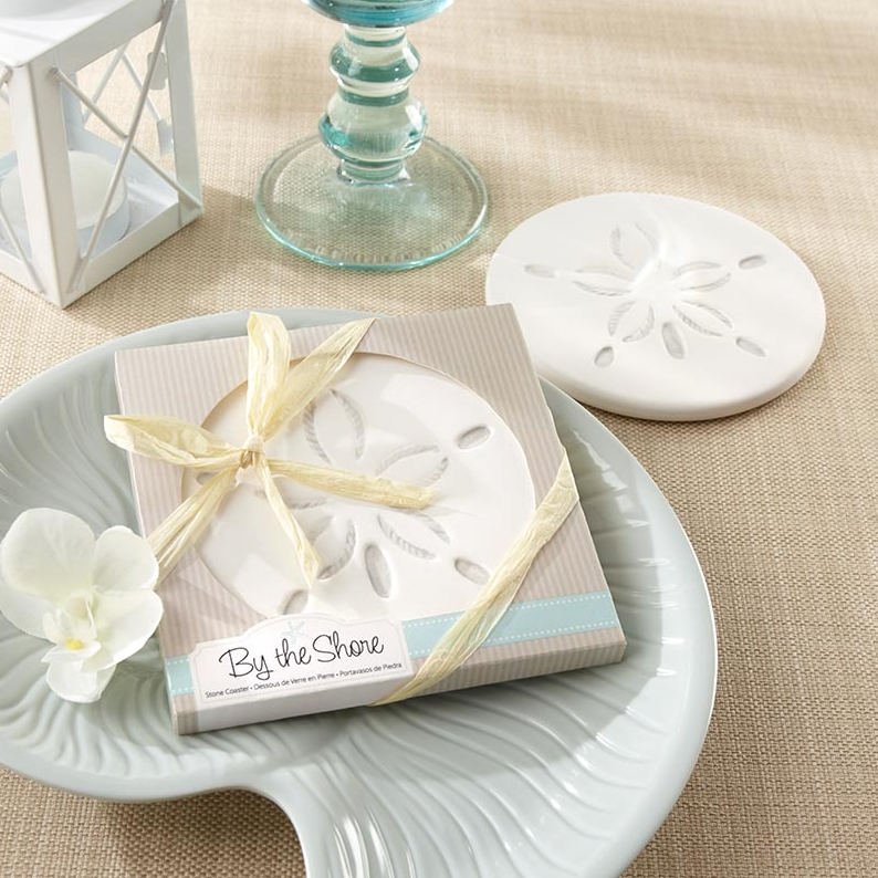 Round Sand Dollar Stone Coaster Gift Set of 4