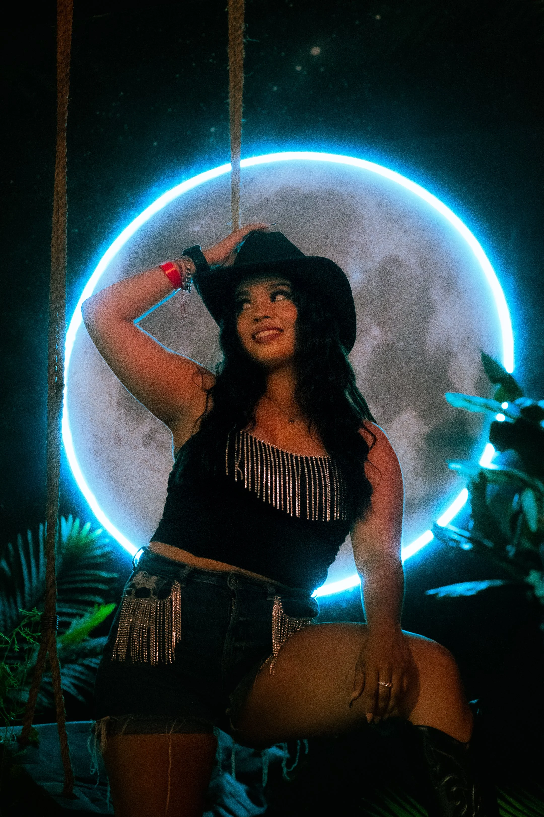 Dark and Moody Neon Cowboy Portrait Photo Shoot in Dallas Texas 