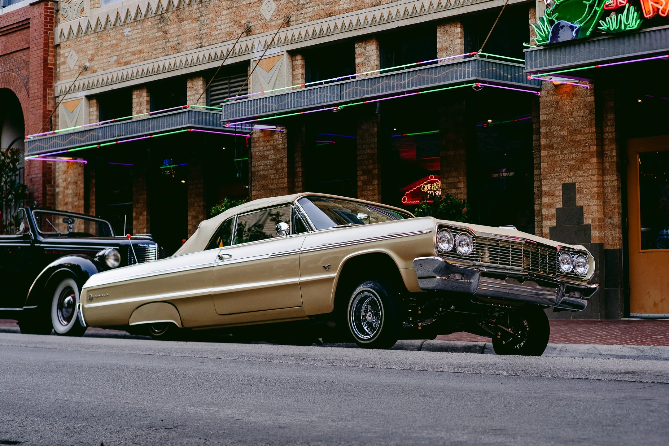Vintage beige convertible chevy photography Dallas Texas
