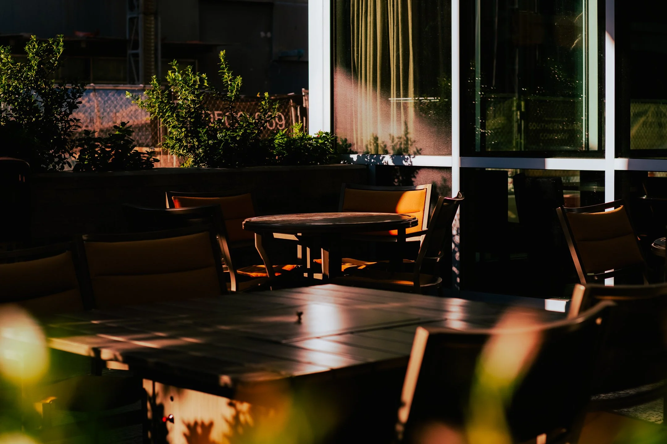 Calming Outdoor office space commercial photograph Dallas TX 