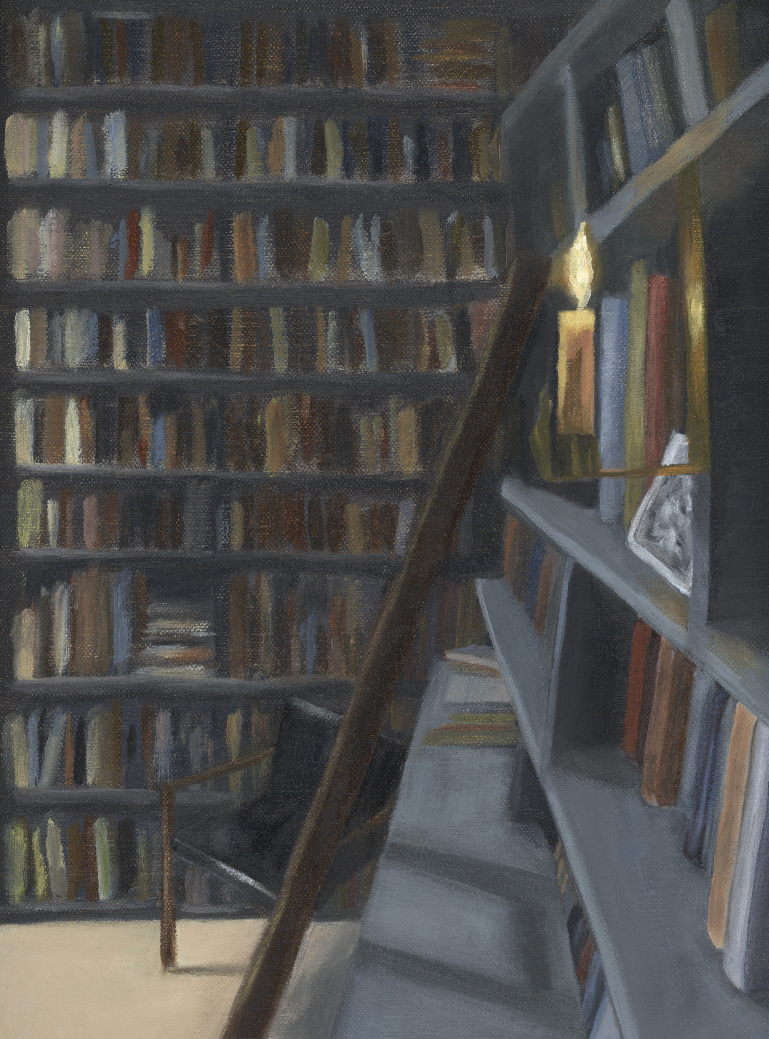 The Perfect Afternoon -- An oil painting of a woman reading at a cafe with a glass of red wine in front of her on the table.