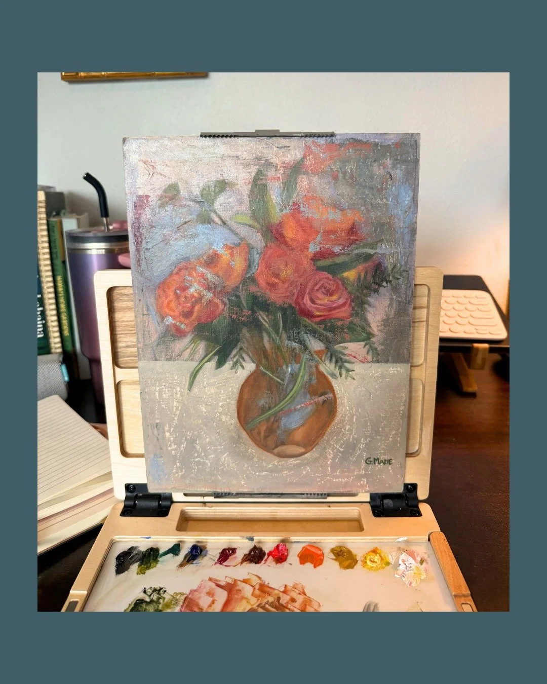 Is it finished? I'm not sure 🤔 

This started as one of three straightforward paintings of roses I bought for my wife. None of them panned out. So, I decided to experiment on the best of the three &mdash; trying my new &quot;dictionary page techniqu