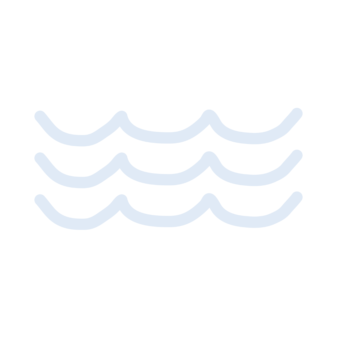 Icon of three horizontal wavy lines, symbolizing water or waves.