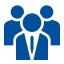 Icon of three people in professional attire, standing together