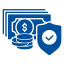 Icon of a document with a magnifying glass, blue background