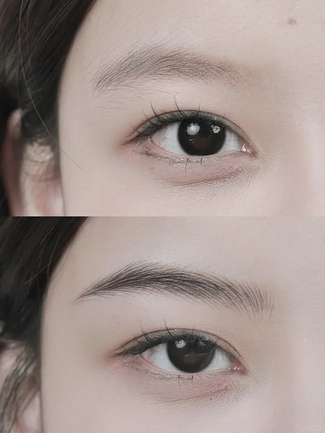 "Healed nano brows after 4 weeks – long-lasting and natural permanent eyebrow enhancement."