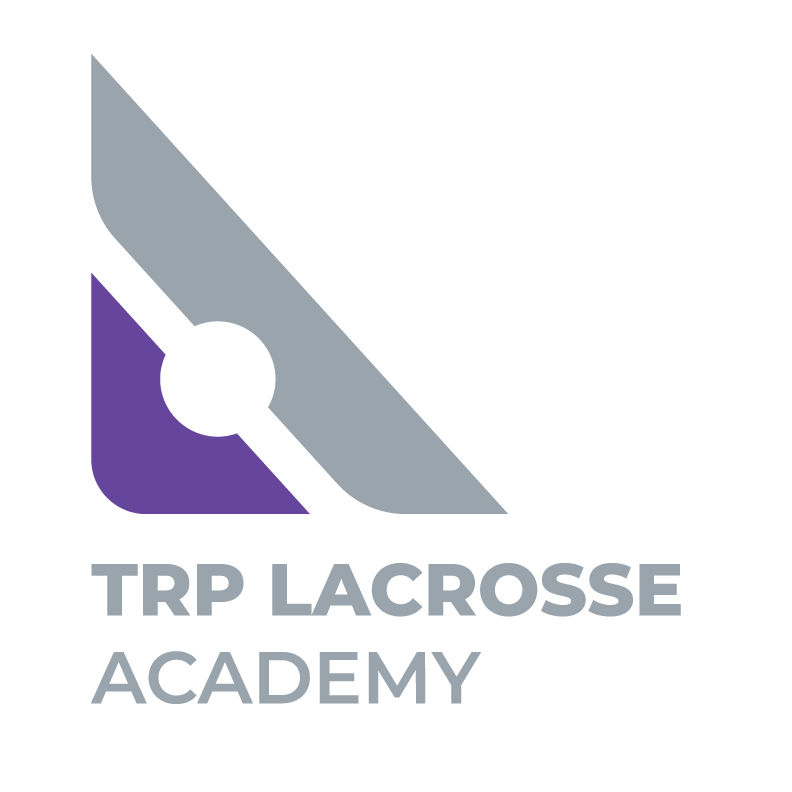 Logo for TRP Lacrosse Academy featuring a stylized lacrosse stick and ball in purple and gray colors.