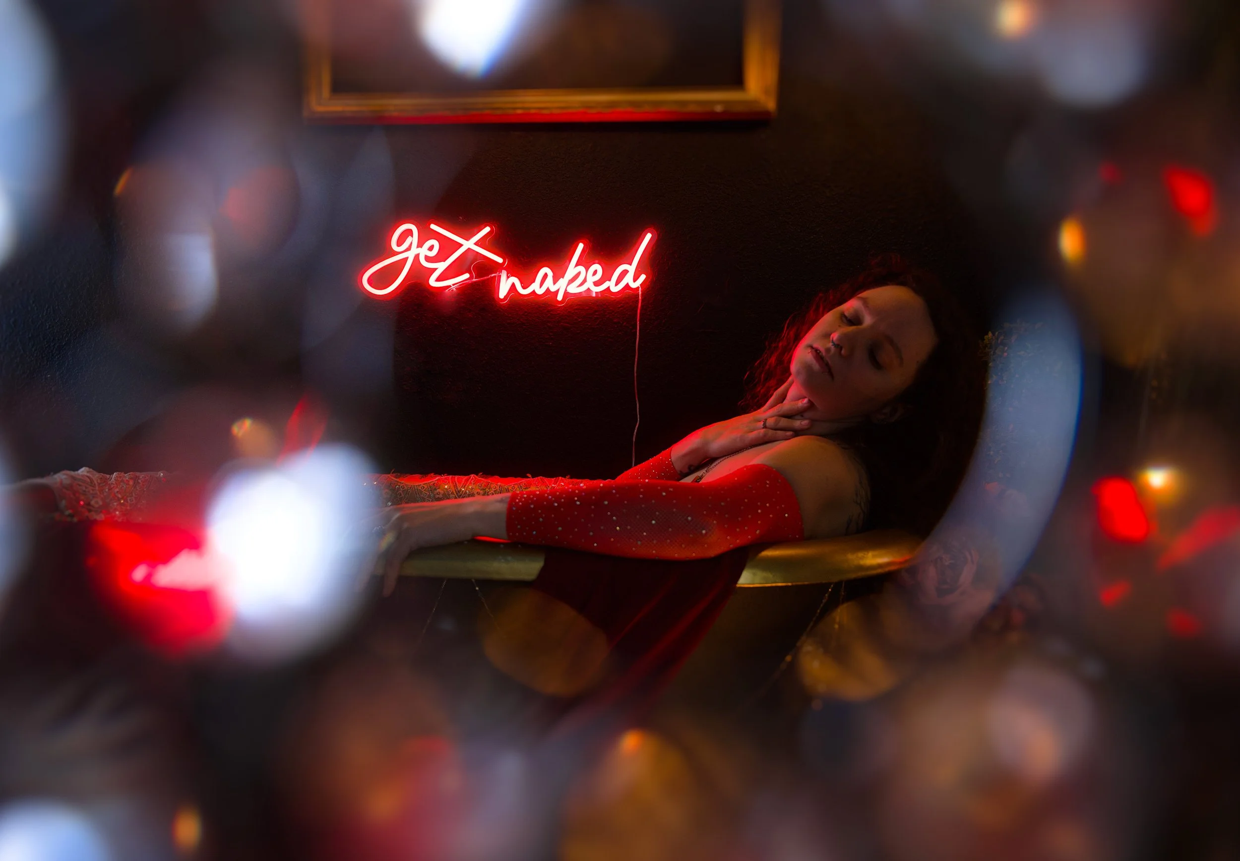Cinematic Neon boudoir photo in Toledo by Ash and thistle