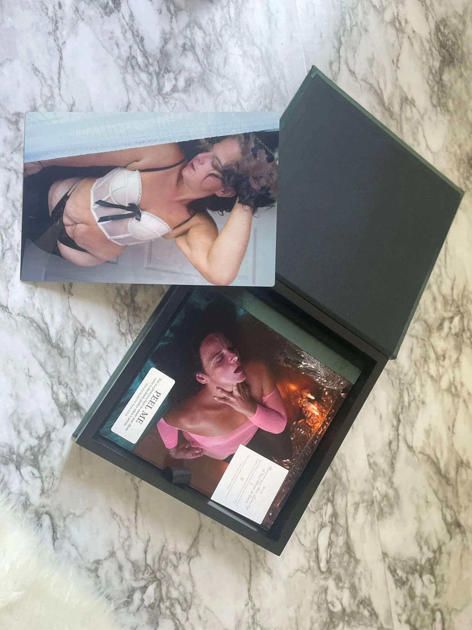 8x8 Album, matching album case, 8x12 beside metal print