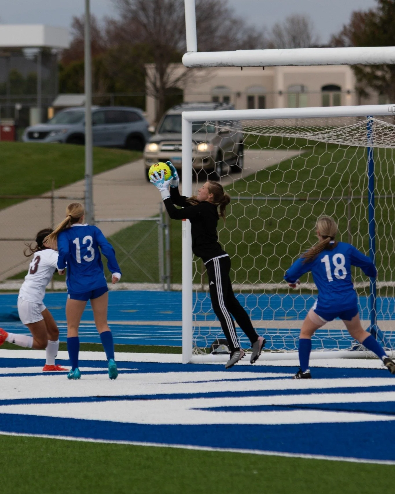 The @qhsgirlssoccerrr  team locked down a 2-1 conference victory over Moline yesterday in an intense game on a chilly evening! This brings them to 3-1 on the season and 2-0 in the WB6! JV also got the W with a 1-0 finish to their match!