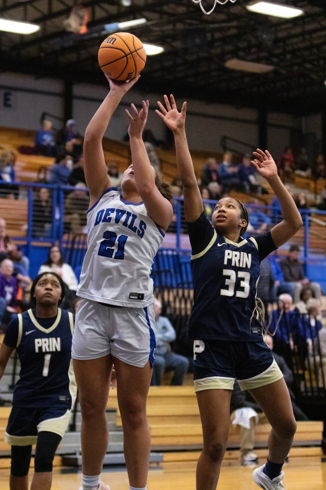 The @qhsgirlsbasketball team spent last night in the Blue Devil Gym in a hard fought game vs visiting Principa. While they weren't able to grab the win, our own Jada Brown scored her 1,500th career point in the 25 she was able to put away!