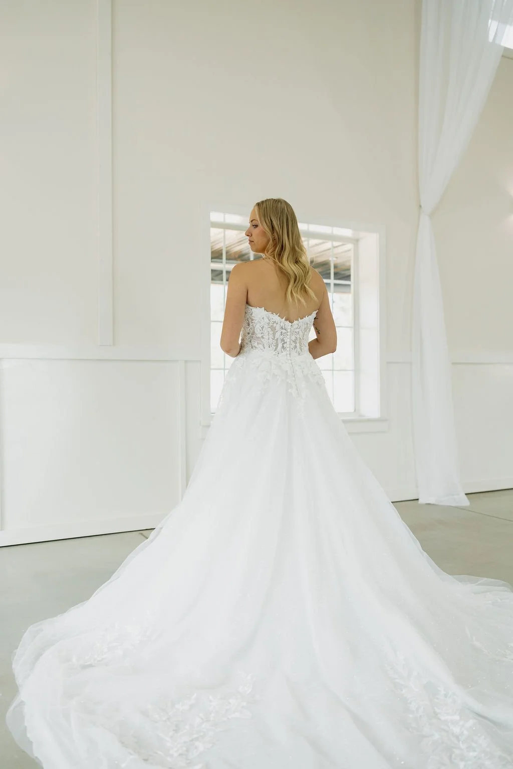 Lace Strapless Wedding Gown