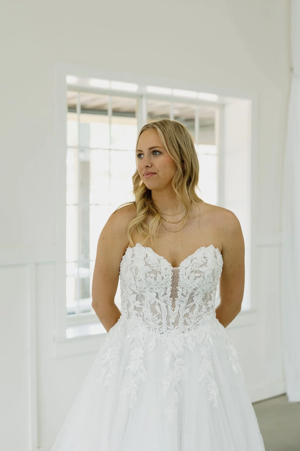 Lace Strapless Wedding Gown
