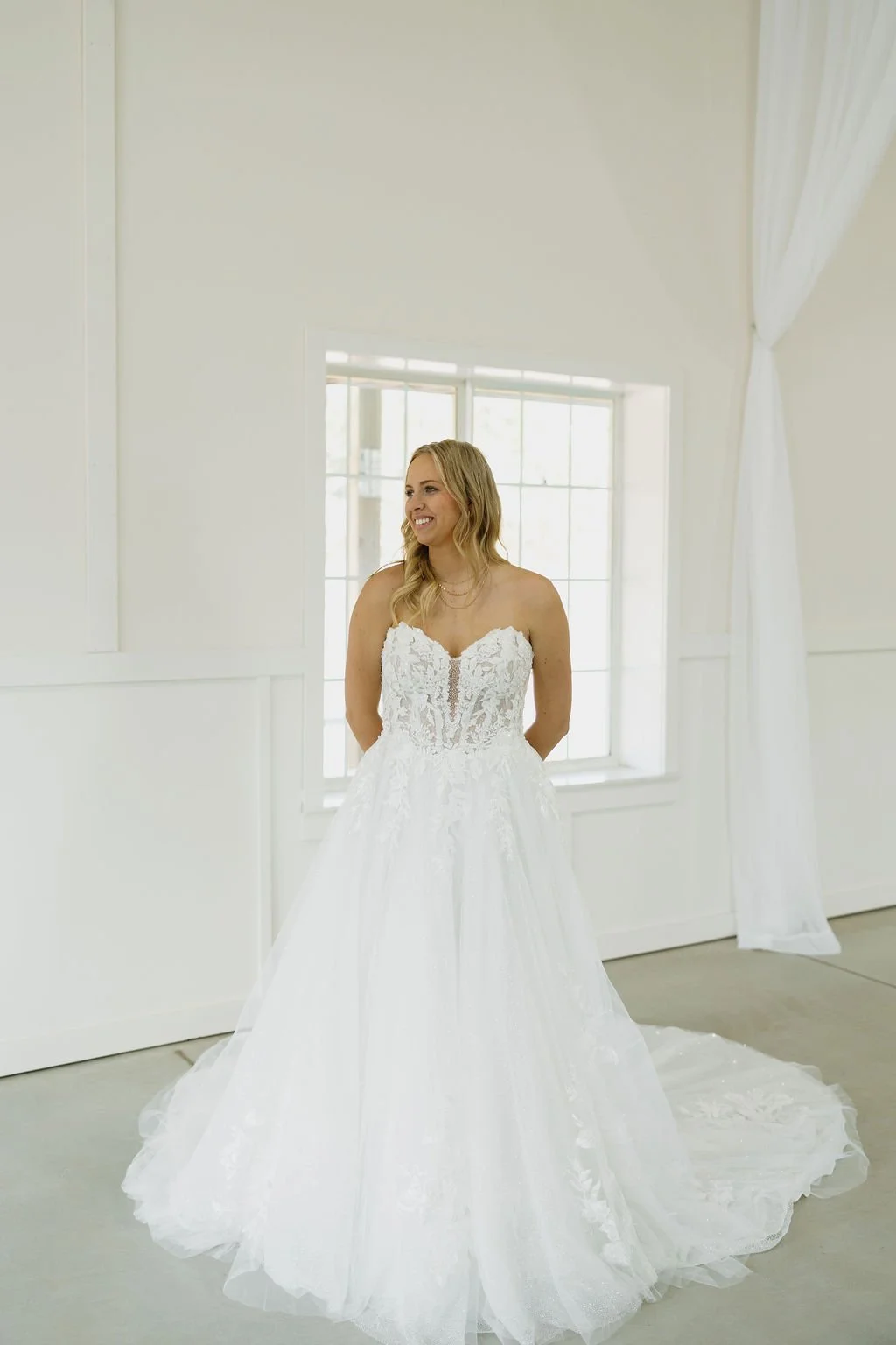 Lace Strapless Wedding Gown