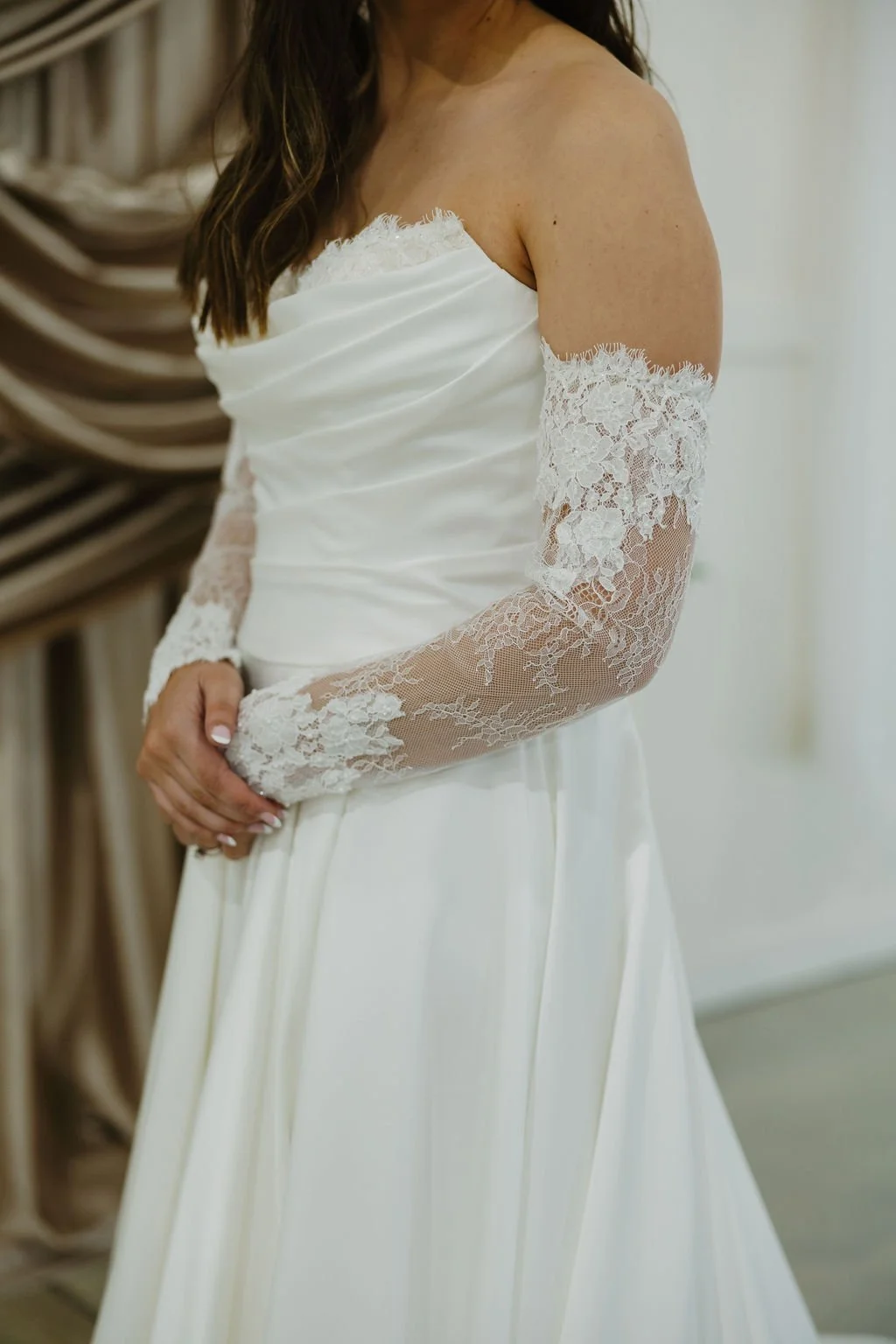 Strapless Wedding Dress Lace Sleeves