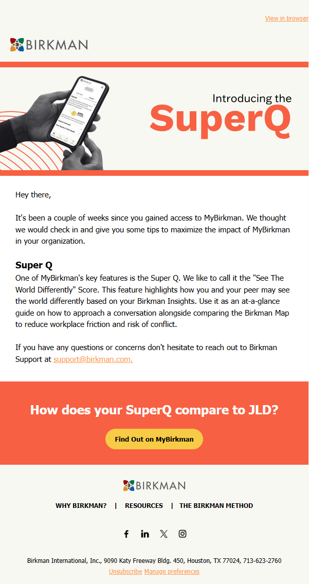 Nurture Email #1: SuperQ