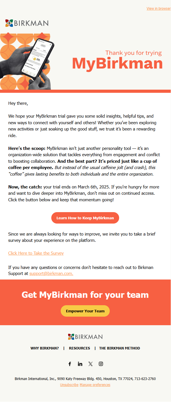 Nurture Email #3: End of Trial, CTA