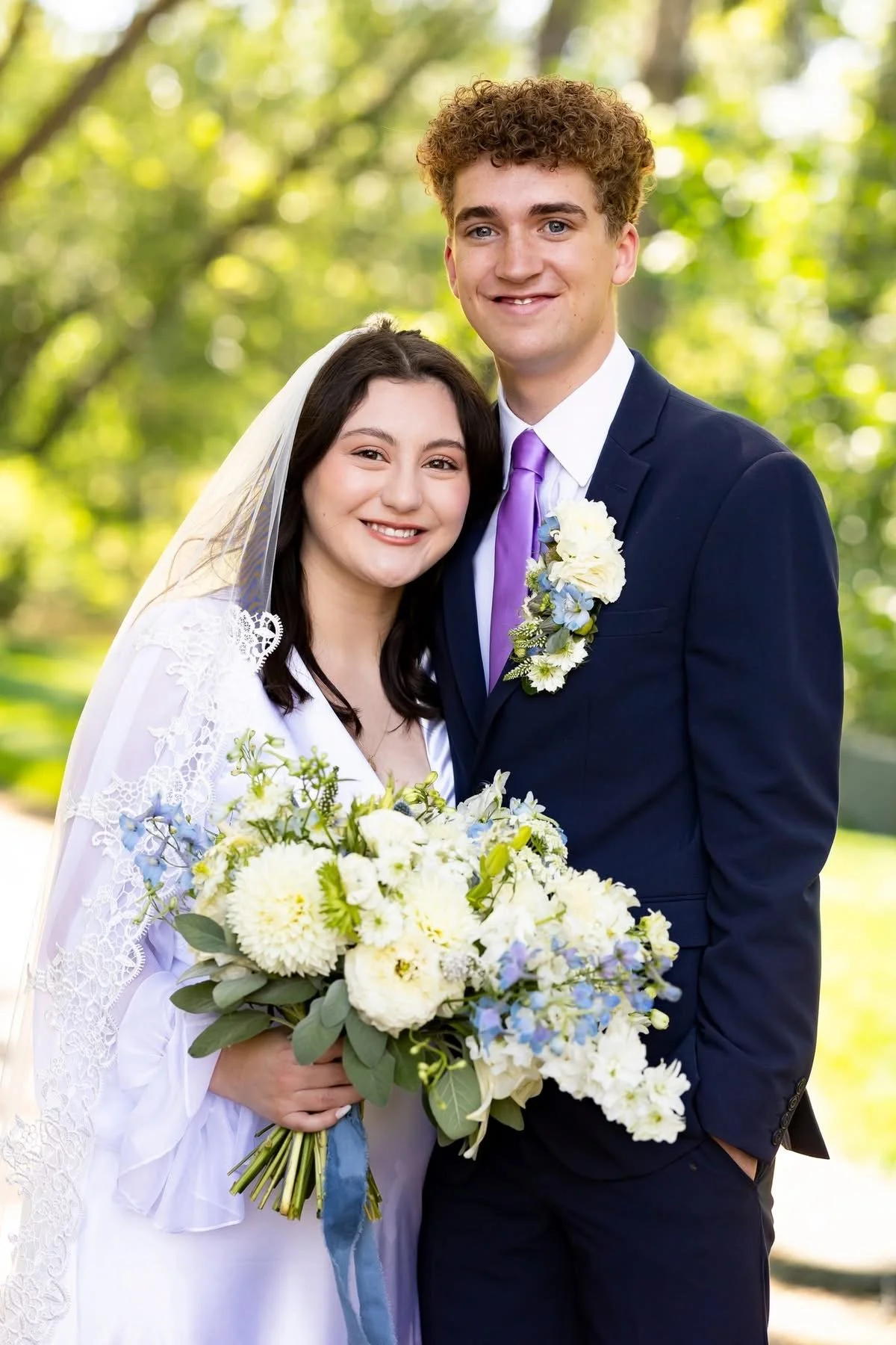 July Classic bridal bouquet in white and blue by ella june gardens