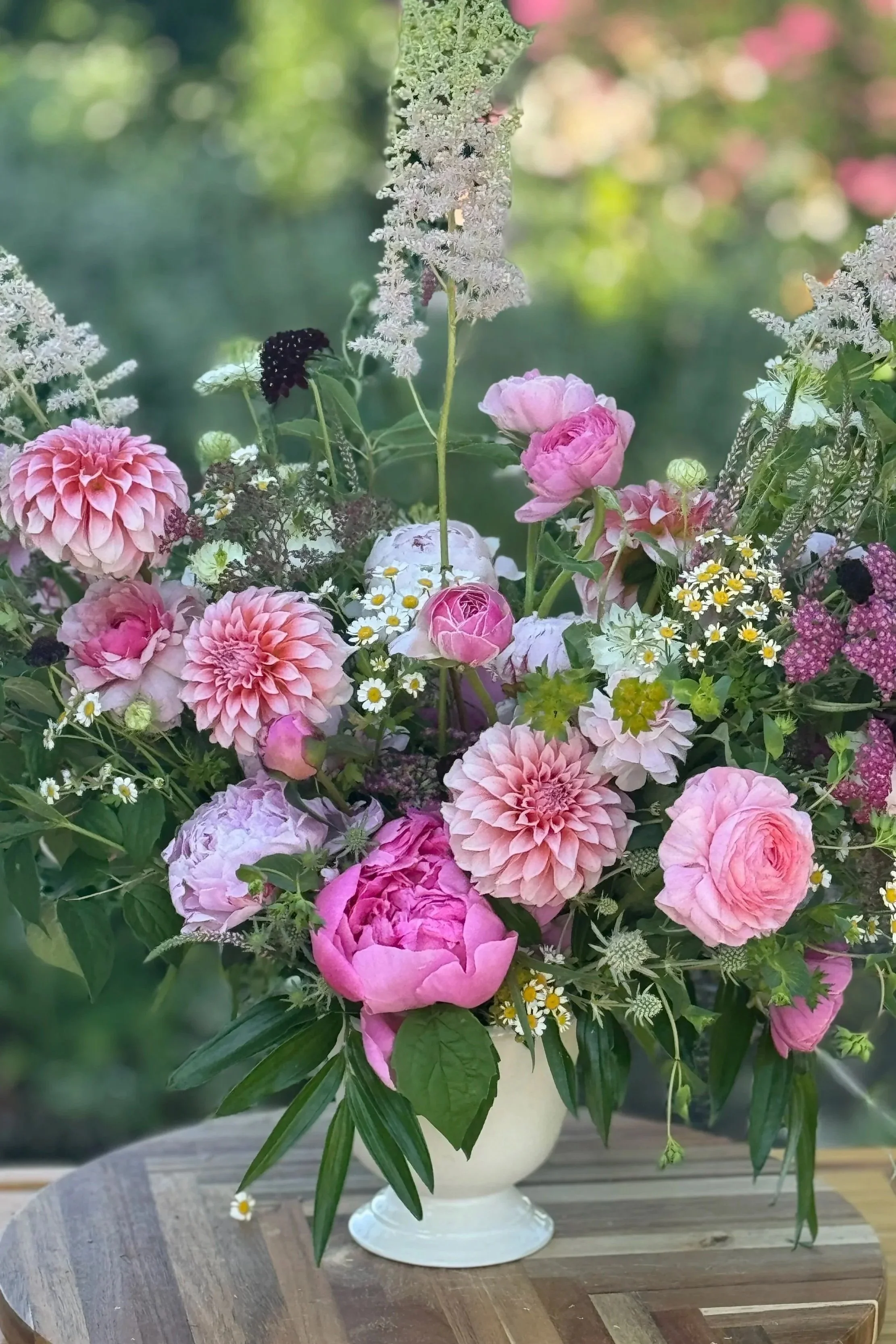 Where peonies and dahlias meet at the end of spring bouquet at Ella June Gardens