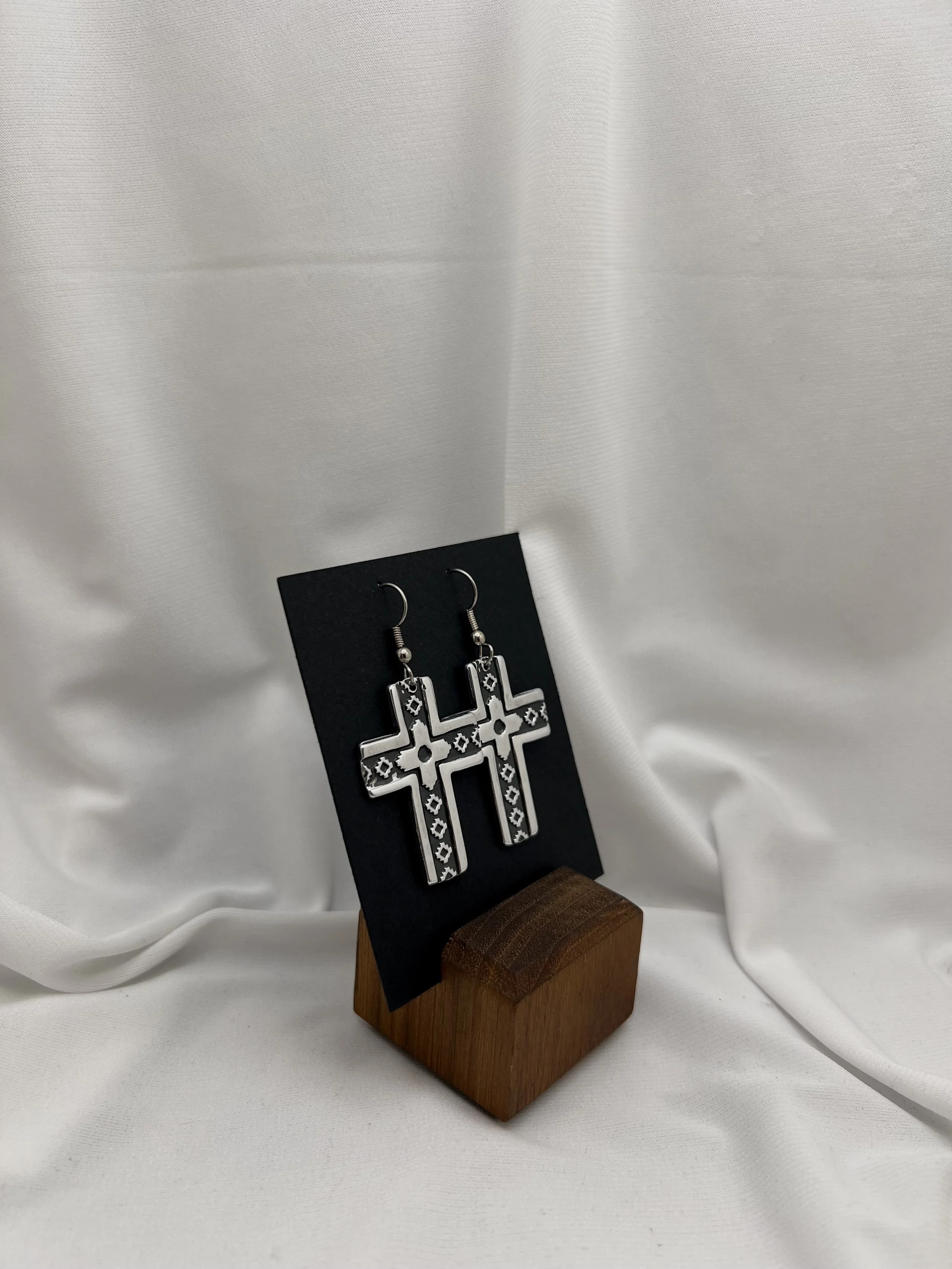 M Bold Patterned Cross Earrings