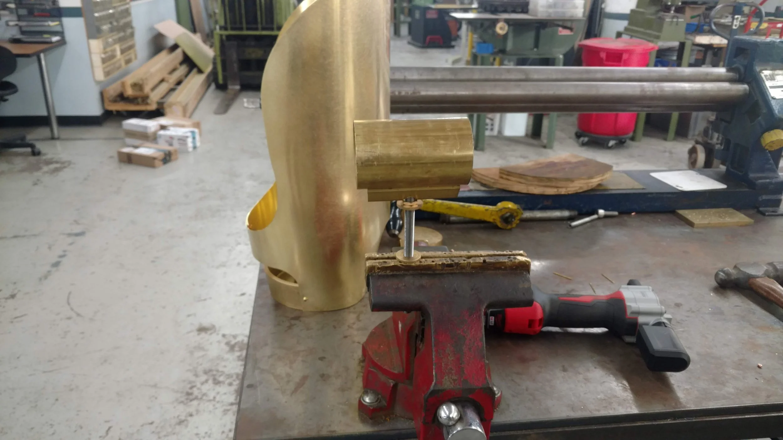 Tool/Form to properly shape the folded-over section of Brass Shade 
