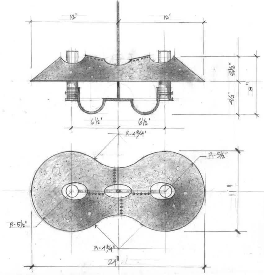 Client sketch of Pendant with dimensions