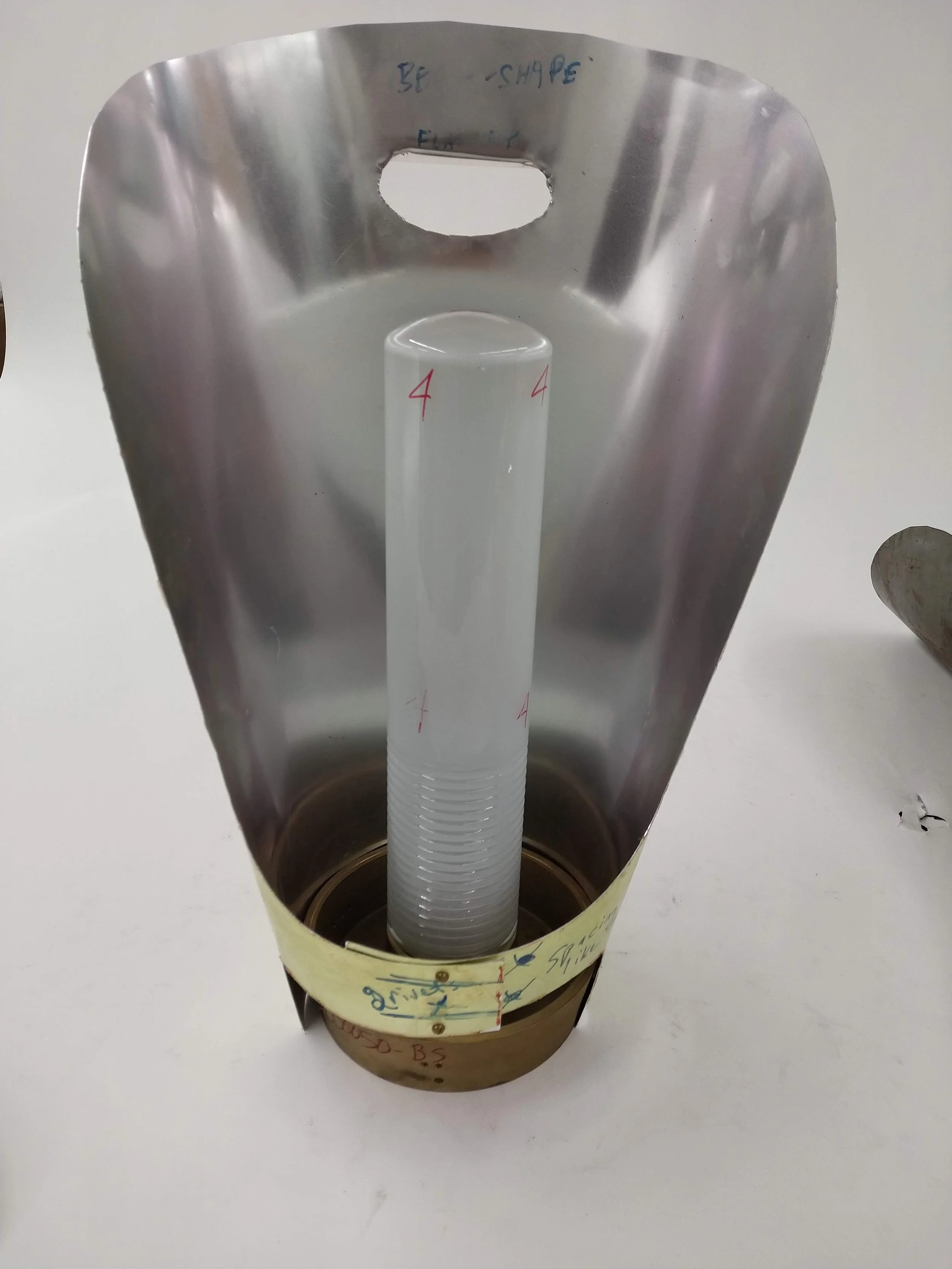 Early Aluminum Shade prototype to identify hole locations