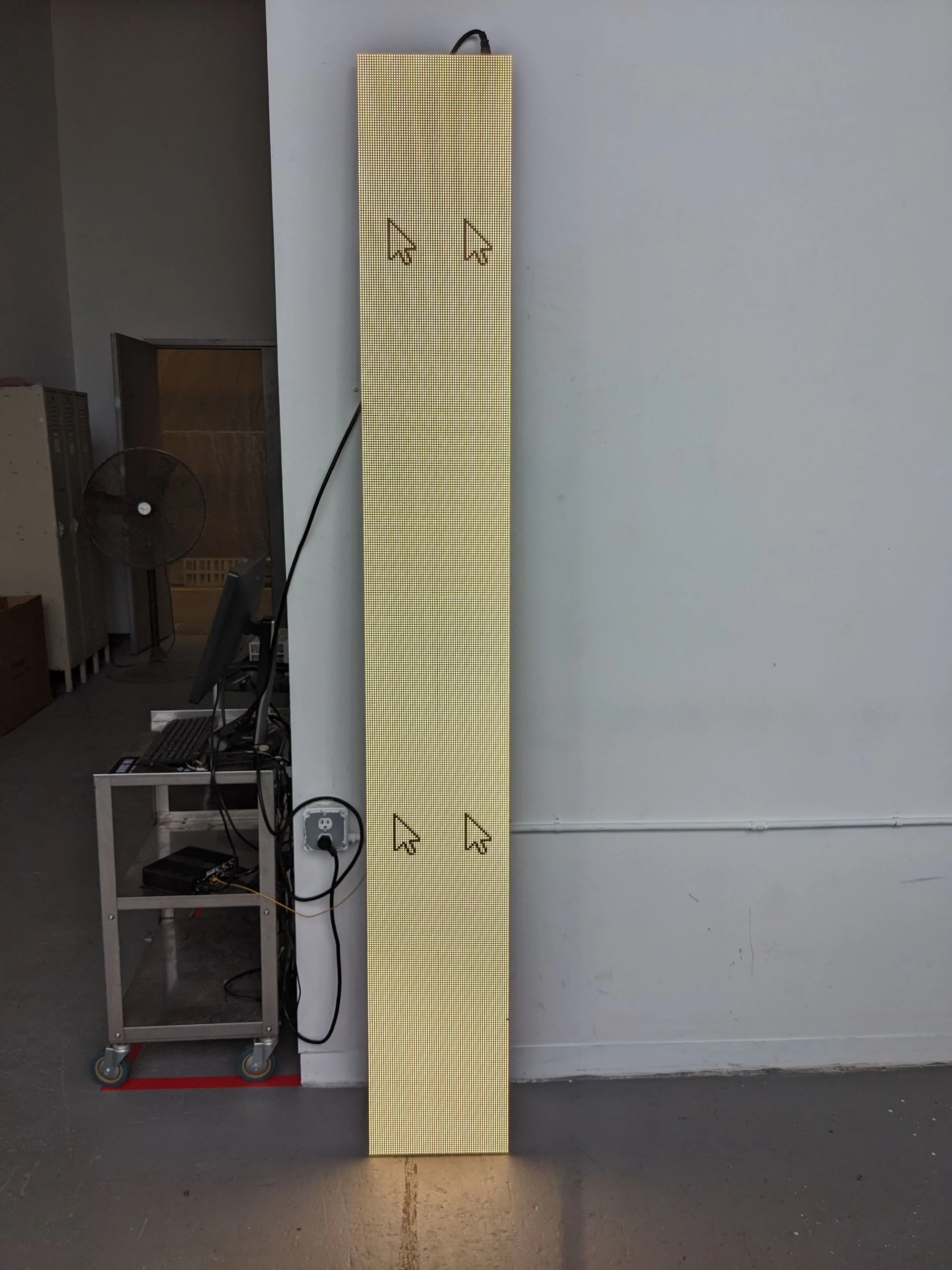 Completed assembly displaying the mouse pointer from the attached computer in all four quadrants
