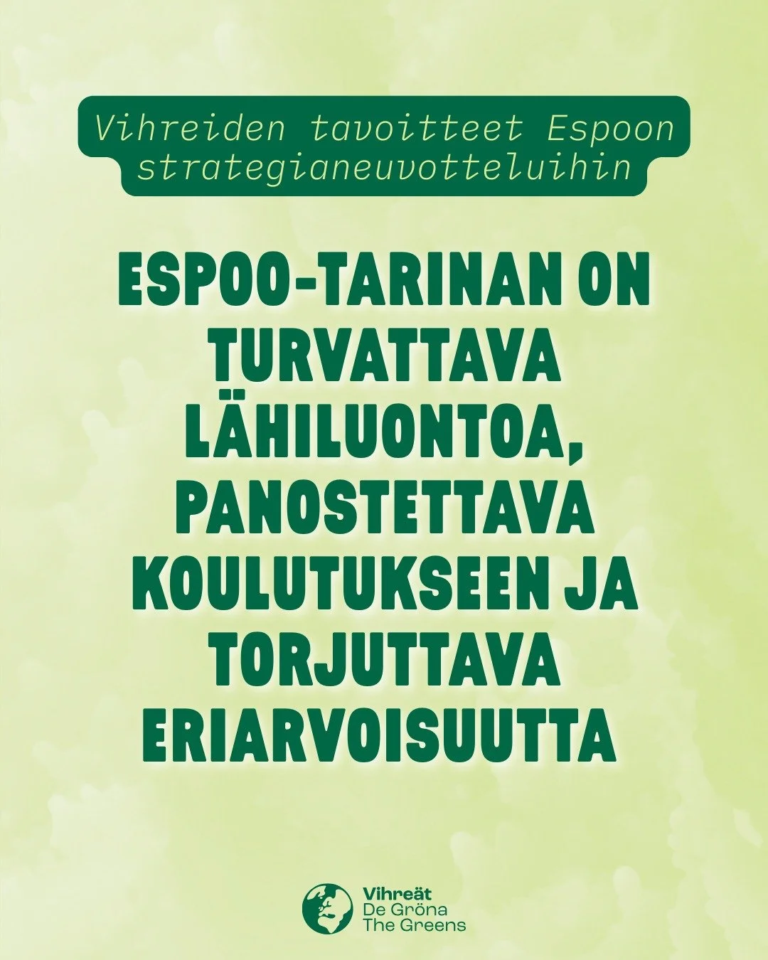 ✨ Espoo-tarinan on turvattava l&auml;hiluontoa, panostettava koulutukseen ja torjuttava eriarvoisuutta ✨

Espoon kaupunginjohtaja on antanut esityksens&auml; valtuustokauden uudesta strategiasta eli Espoo-tarinasta. Strategia tulee ohjaamaan Espoon k