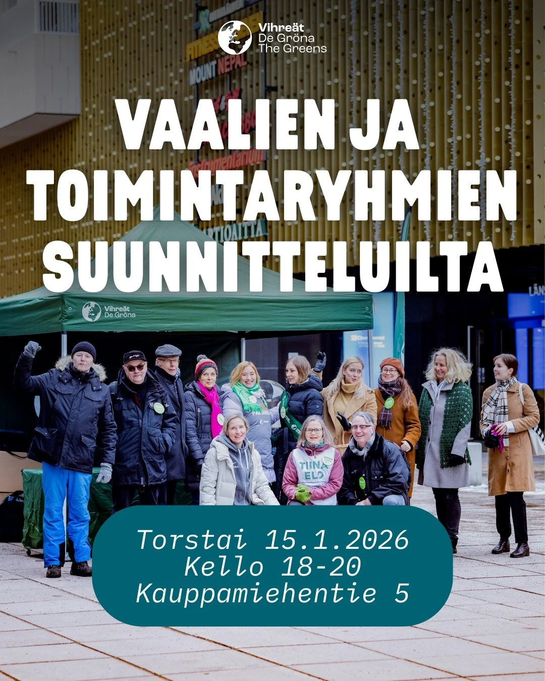 Uusi vuosi ja uudet kujeet! Tervetuloa kanssamme ideoimaan tulevia eduskuntavaaleja sek&auml; toimintaryhmien tapahtumia ensi torstaina kello 18-20 HyTe ry:n tiloihin (Kauppamiehentie 5). 

Aloitamme Uudenmaan Vihreiden puheenjohtaja Santeri Leinosen