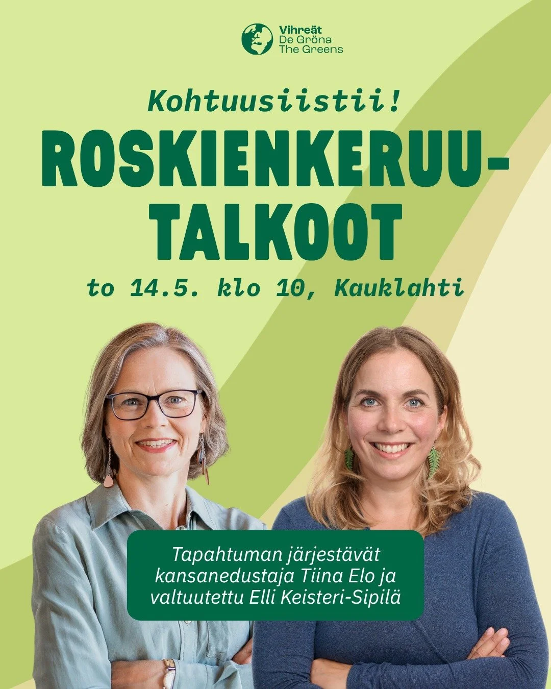 Tervetuloa ker&auml;&auml;m&auml;&auml;n yhdess&auml; roskia ja juttelemaan luonnonsuojelusta ja kest&auml;v&auml;st&auml; el&auml;m&auml;st&auml; Kohtuusiistii! roskienkeruutapahtumaan. 

Espoon vihre&auml;t j&auml;rjest&auml;&auml; matalan kynnykse