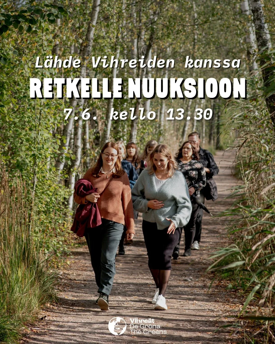 Kes&auml; on saapunut, ja Nuuksion kansallispuisto kutsuu!

Espoon Vihre&auml;t ja Vihdin Vihre&auml;t j&auml;rjest&auml;v&auml;t yhdess&auml; rennon ja kaikille avoimen retken yhteen p&auml;&auml;kaupunkiseudun upeimmista luontokohteista. Tule mukaa