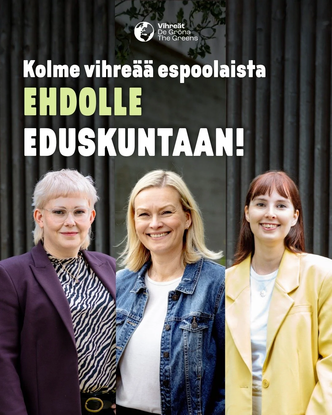 ✨ Espoon Vihreille kolme uutta eduskuntavaaliehdokasta &mdash; piiri tavoittelee v&auml;hint&auml;&auml;n viitt&auml; kansanedustajaa ✨

Uudenmaan Vihre&auml;t nimesi kev&auml;tkokouksessaan 26.5. yhteens&auml; 14 uutta ehdokasta vuoden 2027 eduskunt